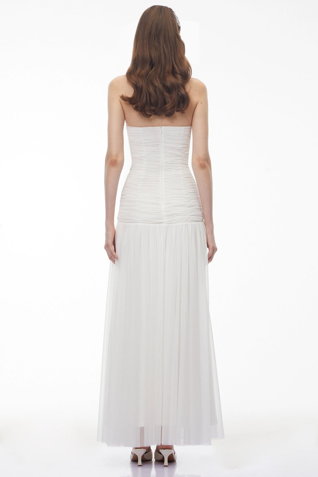 Bianka White Cross Front Ruched Maxi Dress