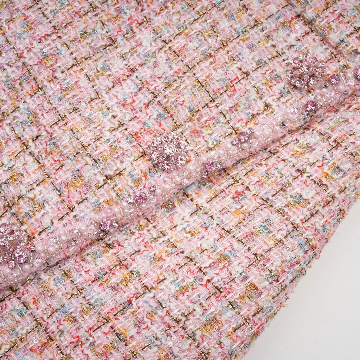 Bice Mini Dress - Crystal Embellished Detail - Cinched Waist - Square Neck - Side Slit