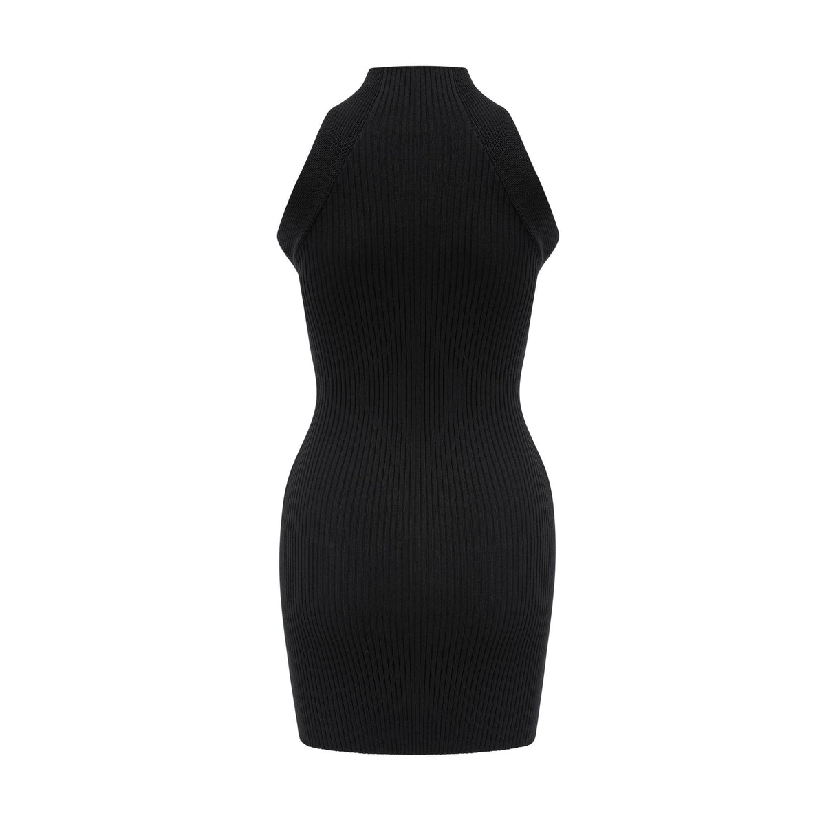 Bice Mini Dress - Sleeveless Round Neck - Twist and Cut - Out Detailing - Stretch