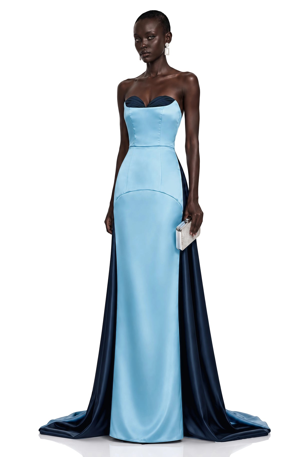 Bircan Blue Color Block Maxi Dress