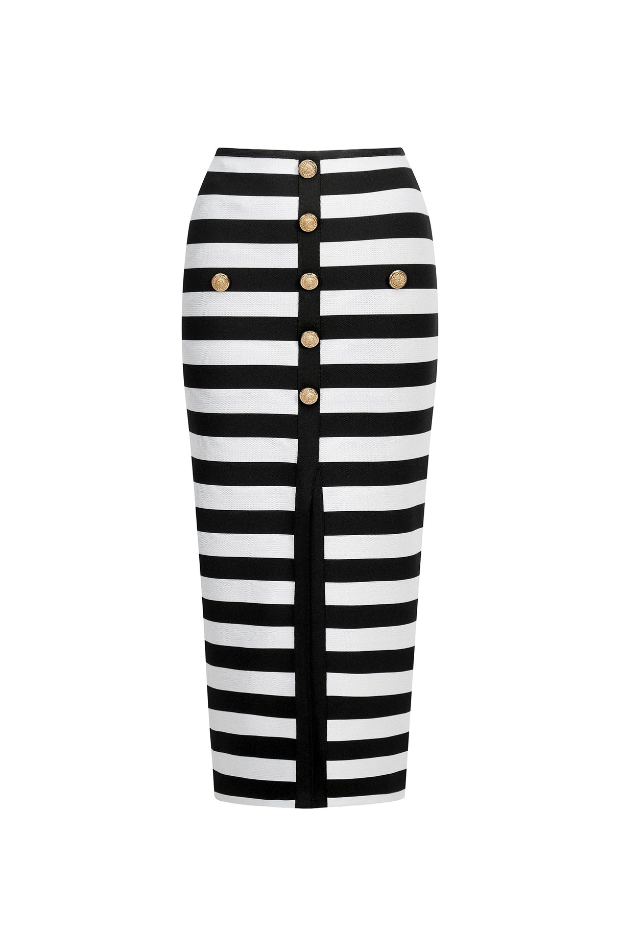 Black Martha Off-the-Shoulder Hollow Out Slit Bandage Midi Two-Piece Set