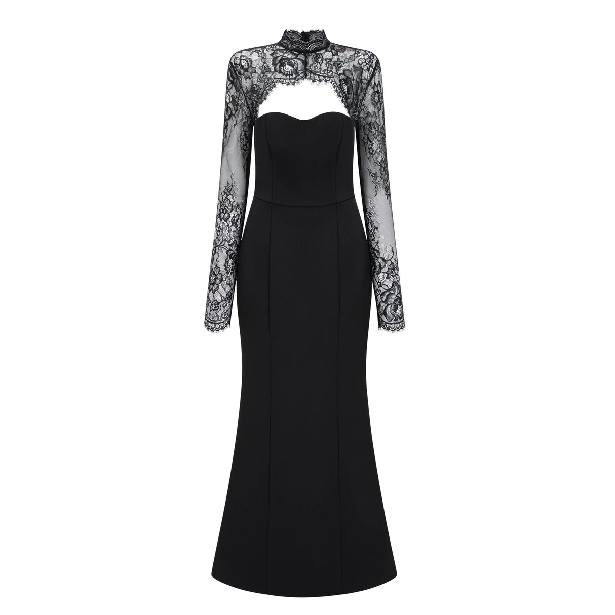 Bokamoso Black Lace Panel Maxi Gown