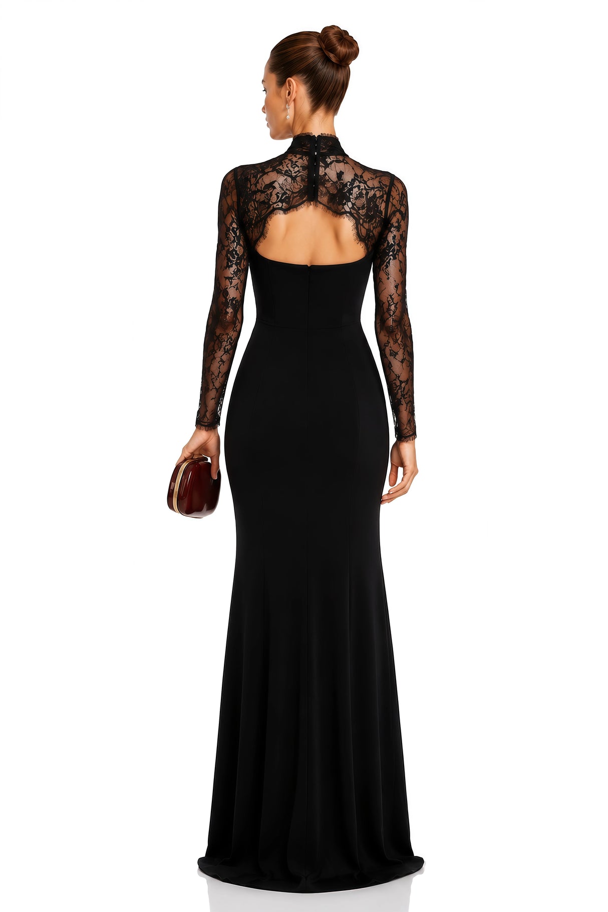 Bokamoso Black Lace Panel Maxi Gown