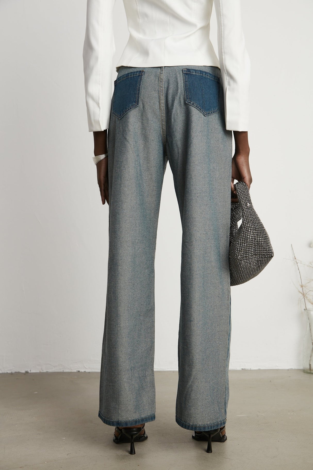 Brenna Jeans - Denim - Panelled Design - Wide Leg Cut - Four Welt Pockets