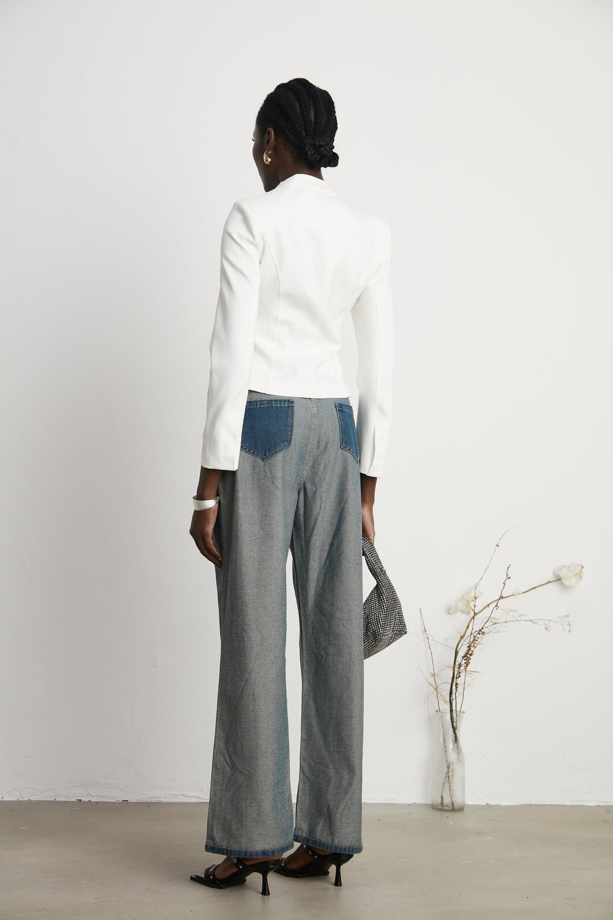 Brenna Jeans - Denim - Panelled Design - Wide Leg Cut - Four Welt Pockets