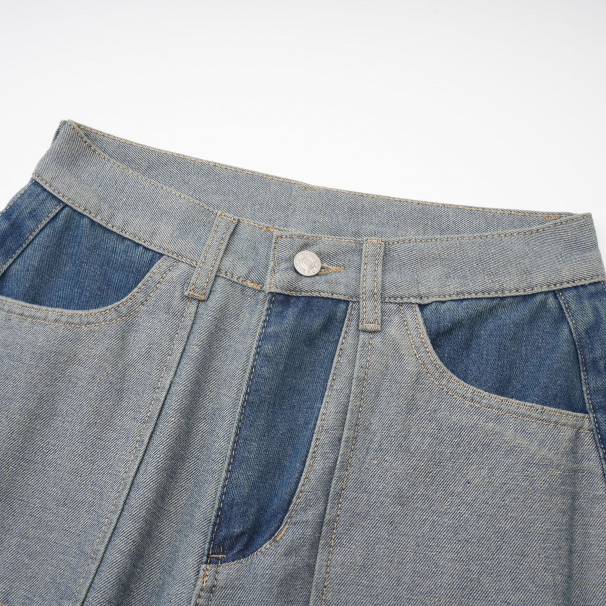 Brenna Jeans - Denim - Panelled Design - Wide Leg Cut - Four Welt Pockets