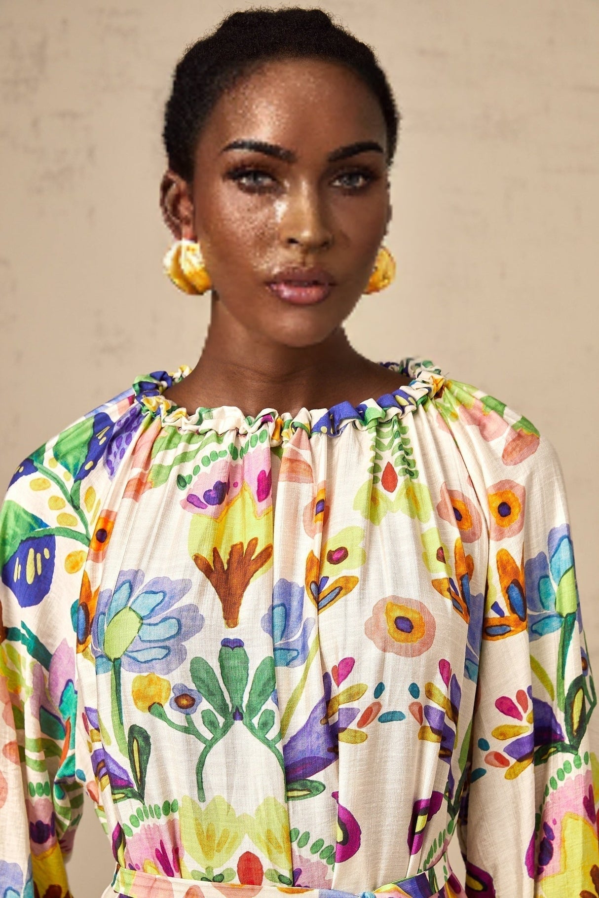 Brenna Midi Dress - Paisley Print - Flared Cuffs - Pleated Detailing - Self - Tie Design - Poplin Texture