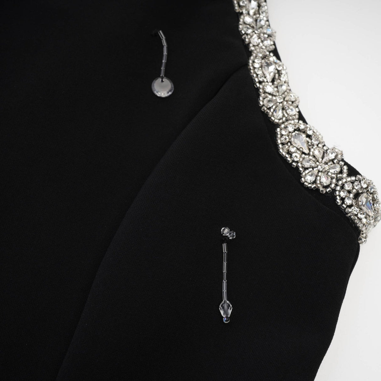 Brianna Mini Dress - Crystal Embellished - Panelled - Sleeveless - Round Neck