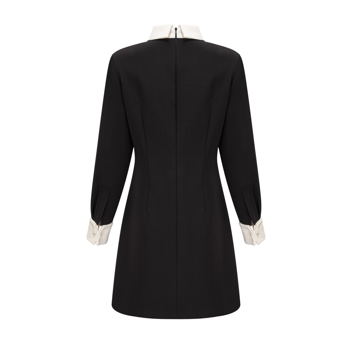 Brianna Mini Dress - Pointed Collar - Long Sleeves - Crystal Embellishment - Contrast Colors