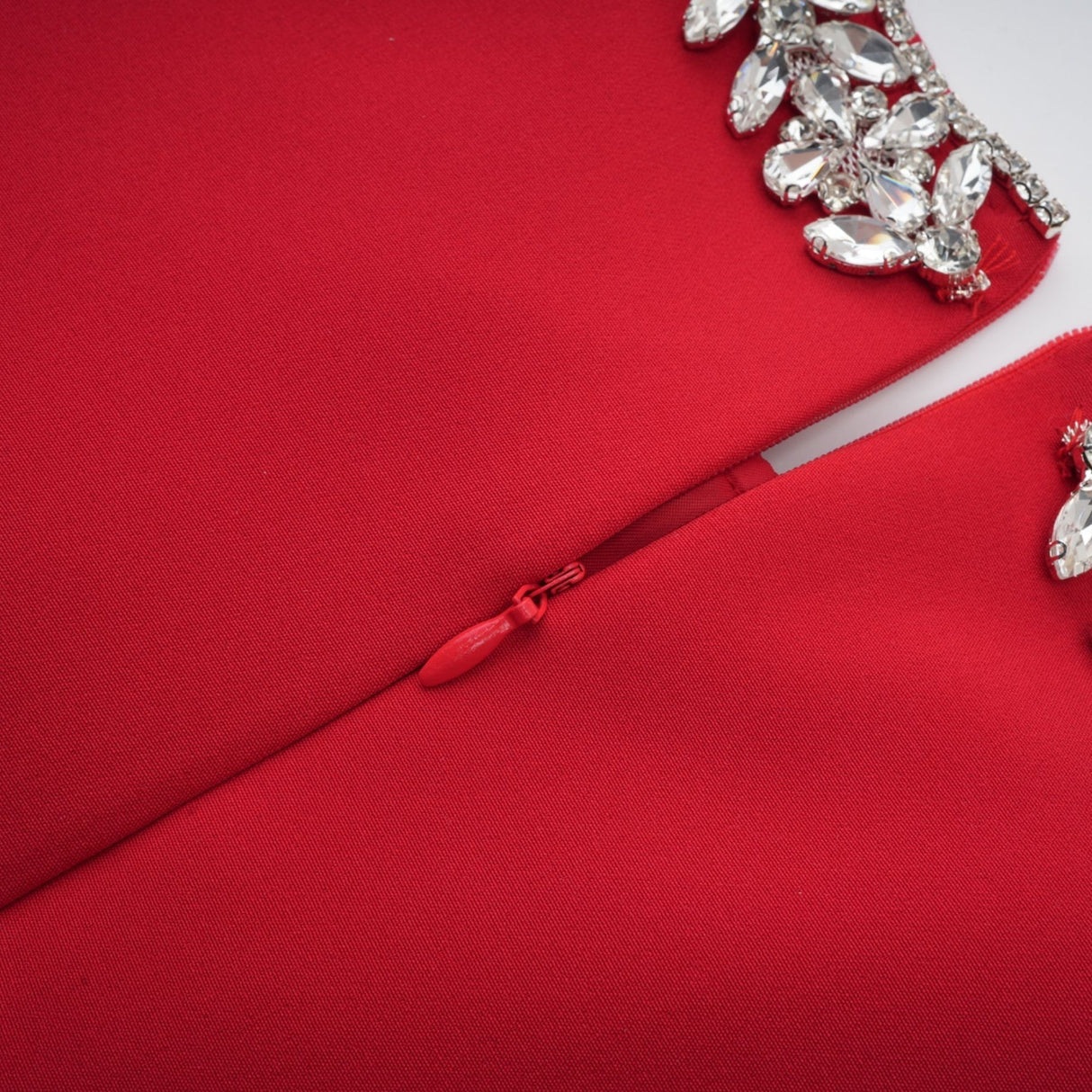 Brianna Mini Dress - Sleeveless - Belted Waist - Crystal Embellishment - Pleated Detailing