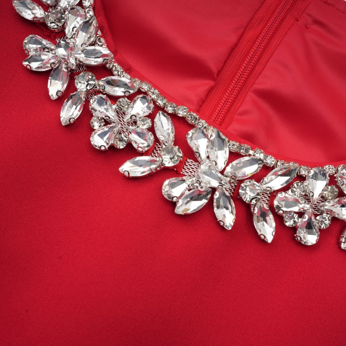 Brianna Mini Dress - Sleeveless - Belted Waist - Crystal Embellishment - Pleated Detailing