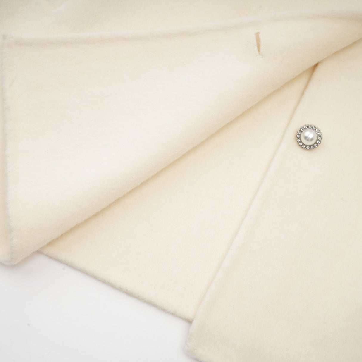 Brielle Coat - Long Sleeves - Faux - Fur Crystal & Pearl Embellishments - Front Button Fastening