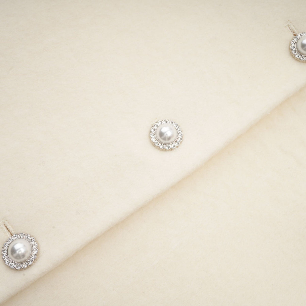 Brielle Coat - Long Sleeves - Faux - Fur Crystal & Pearl Embellishments - Front Button Fastening