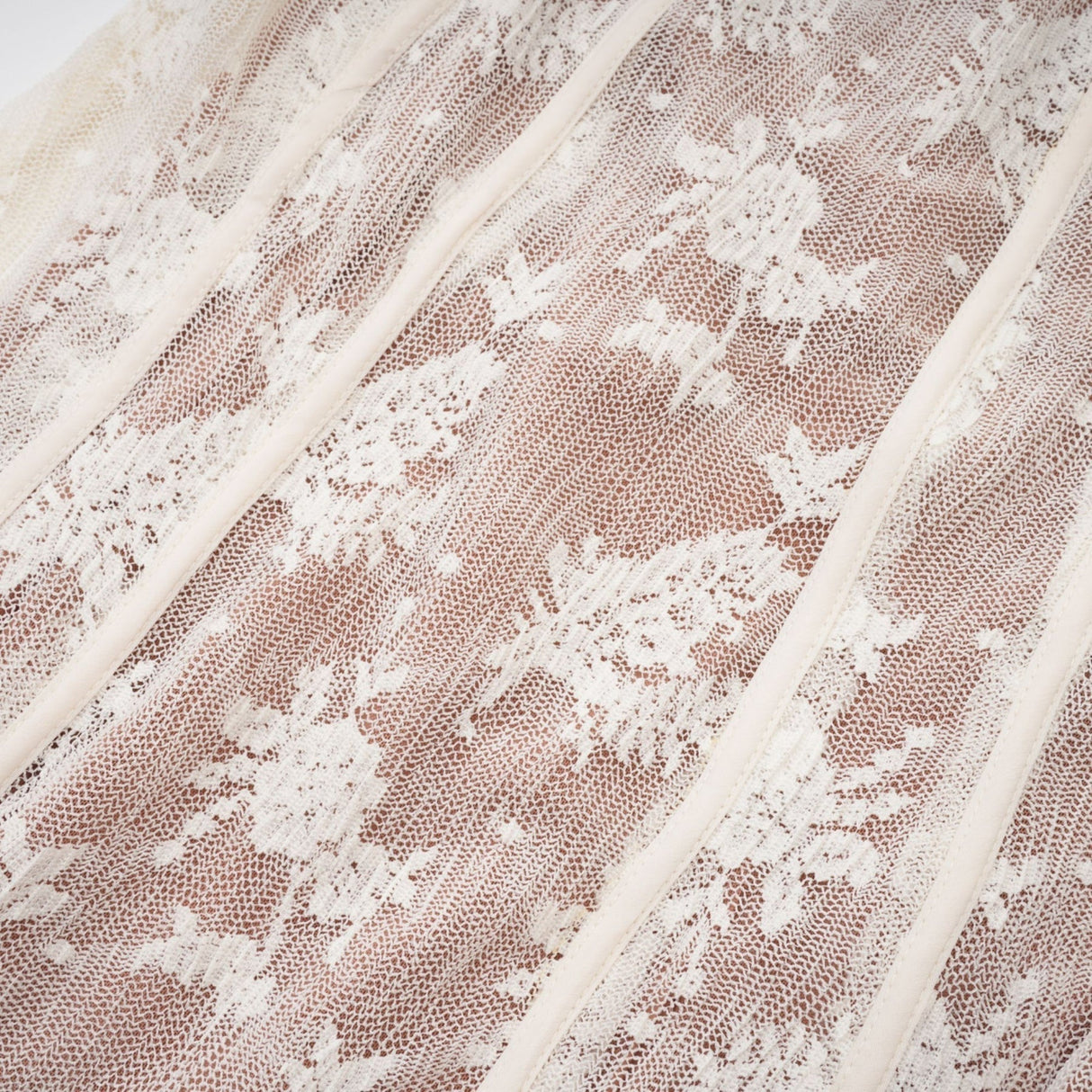 Brielle Maxi Dress - Square Neck - Lace Detailing - Bustier Style - Flared Cuffs - Front Tie & Rear Zip Fastening