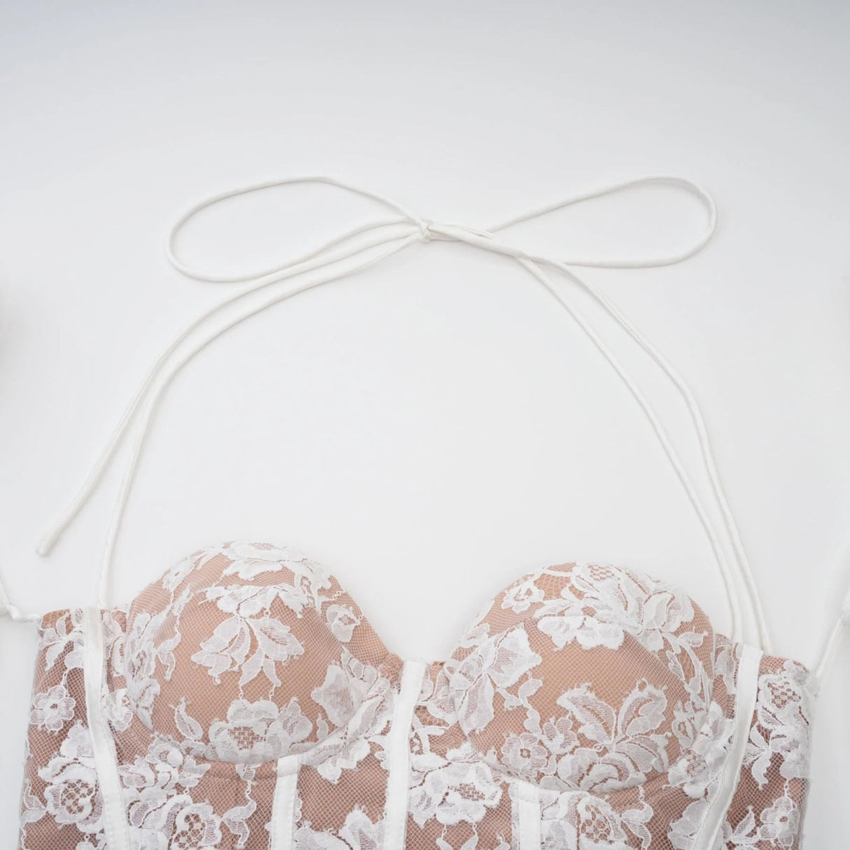 Brooklyn Mini Dress White Floral - Lace Corset Puff - Sleeve