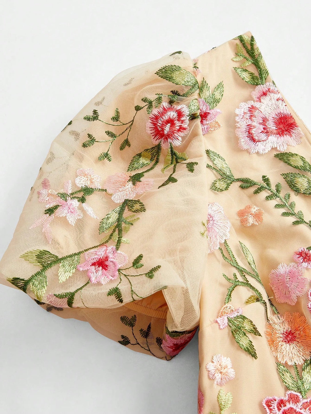 Bruna Midi Dress - Notched Neckline - Bishop Sleeve - High Waist - A Line - Floral Print