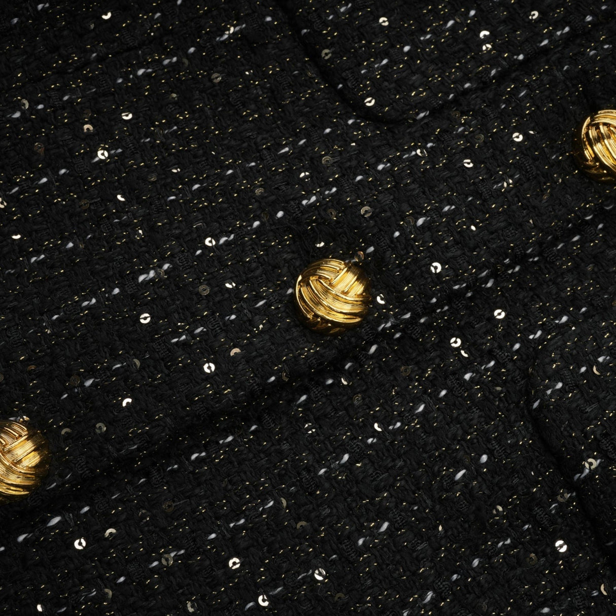 Bruna Sequin Mini Dress - Peak Lapels - Long Sleeves - Patch Pockets - Single Breasted Buttons