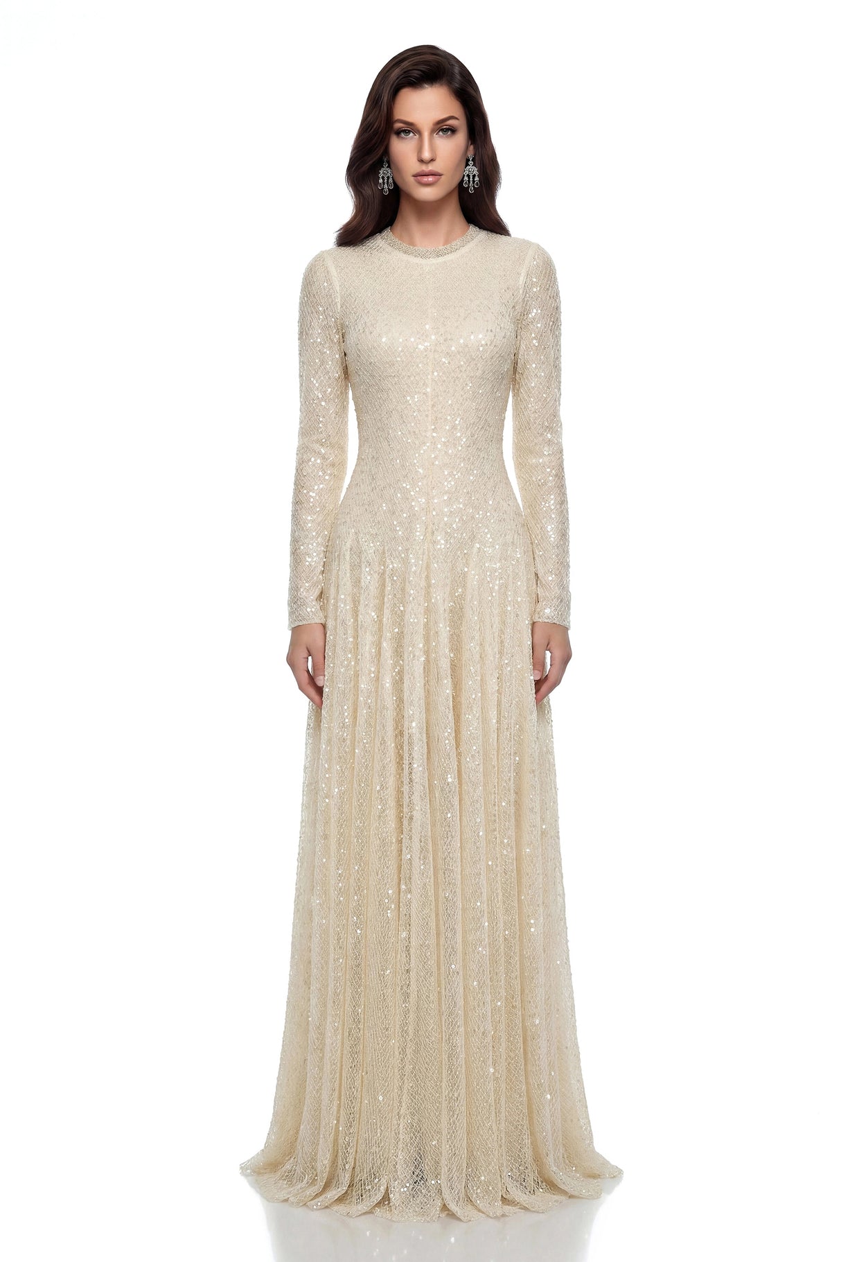 Brynhildr White Embellished Tulle Maxi Dress