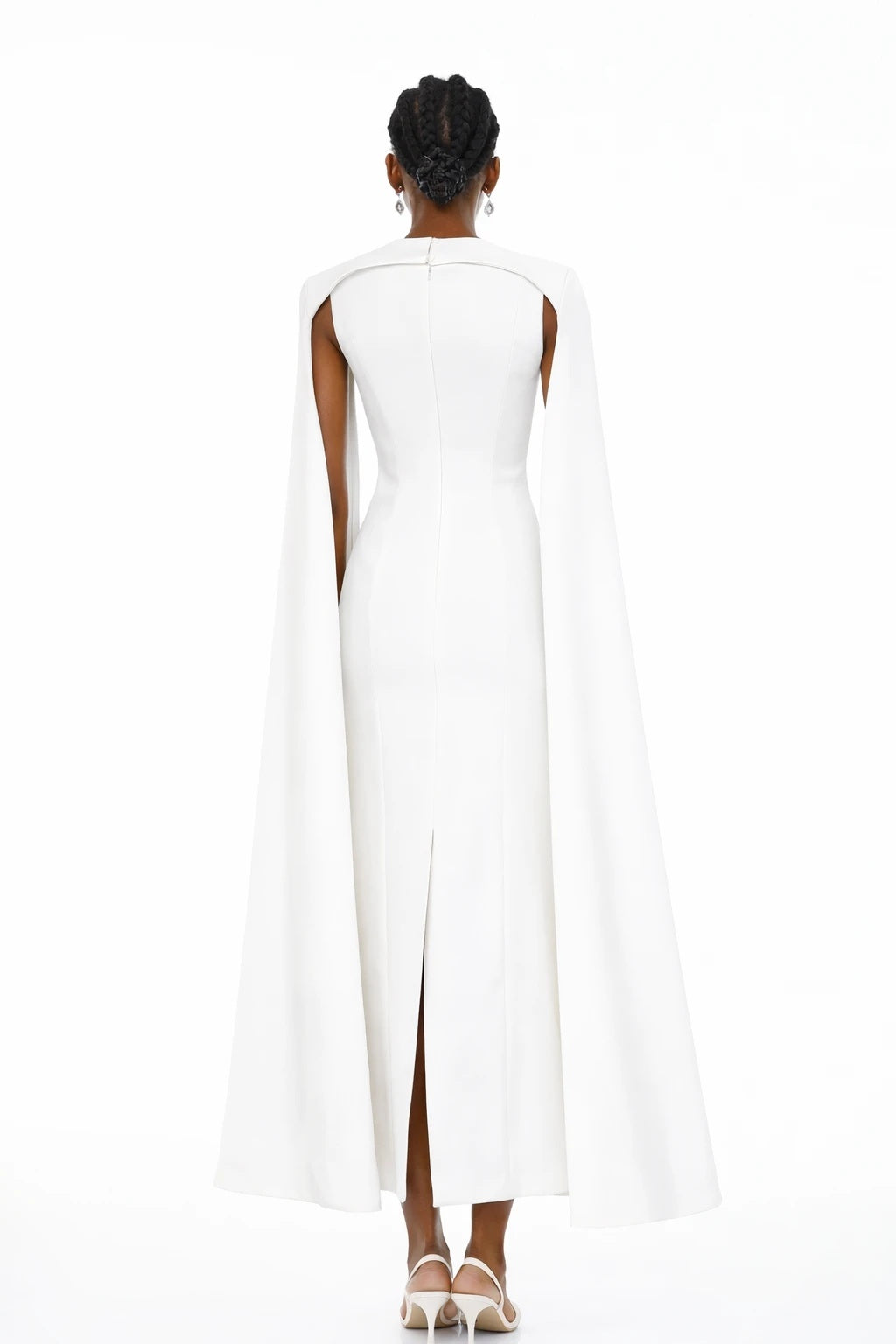 Brynja White Cape Design Maxi Gown