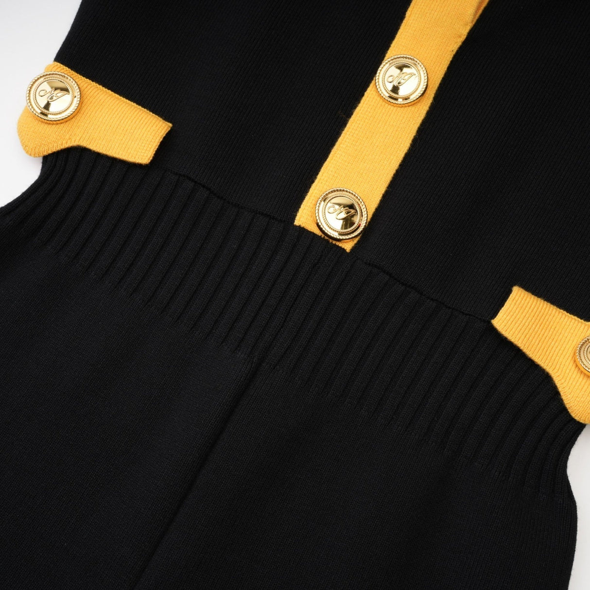 Brynn Knitted Bodysuit - Contrast Colors - Long Sleeves - Front Button Fastening - Flap Pockets