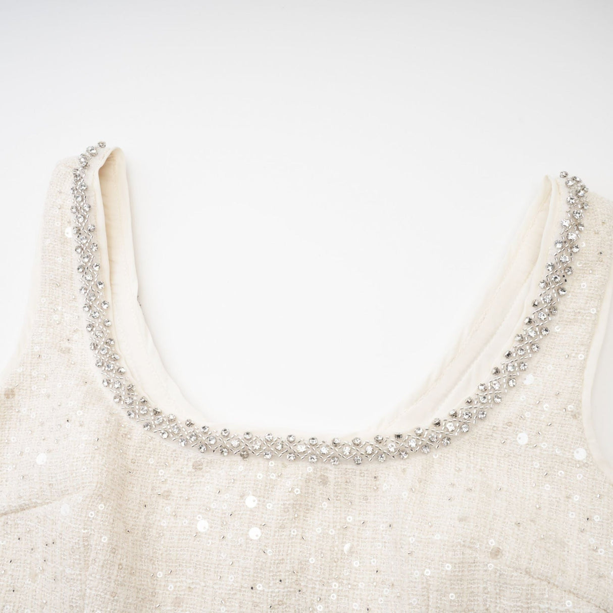 Brynn Mini Dress - Sleeveless with Sequin Detailing - Cut - Out Design - Crystal Embellishments - Bow Accent