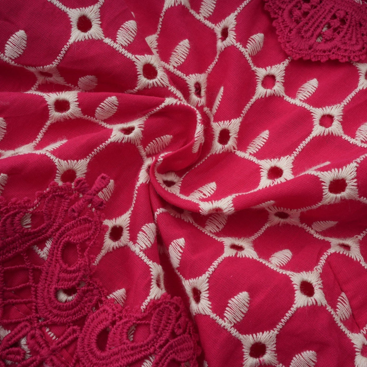 Caitlin Maxi Dress - Medium Size - Mock Neck Design - Short Sleeves - Scallop Pattern with Lace Panel Detail