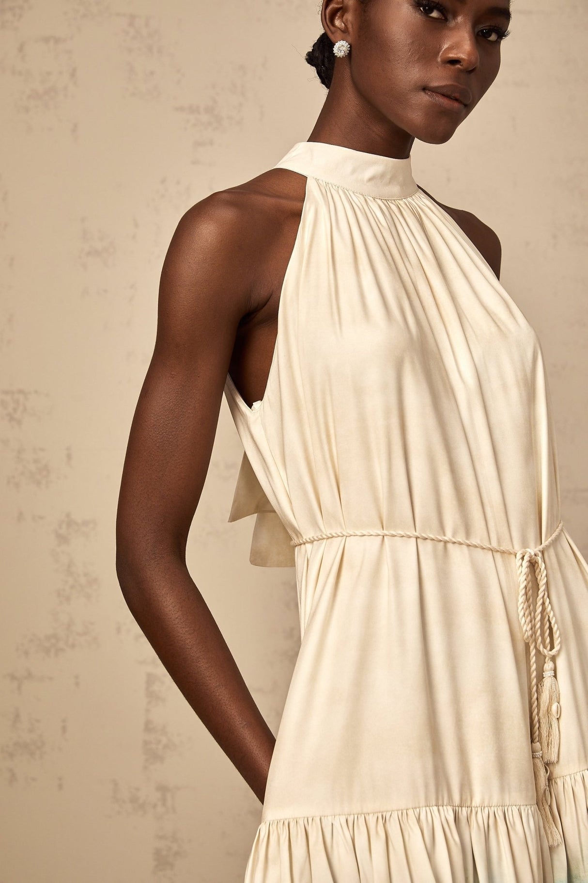 Caitlyn Mini Dress – Sleeveless – Tied Waist – Pattern Print