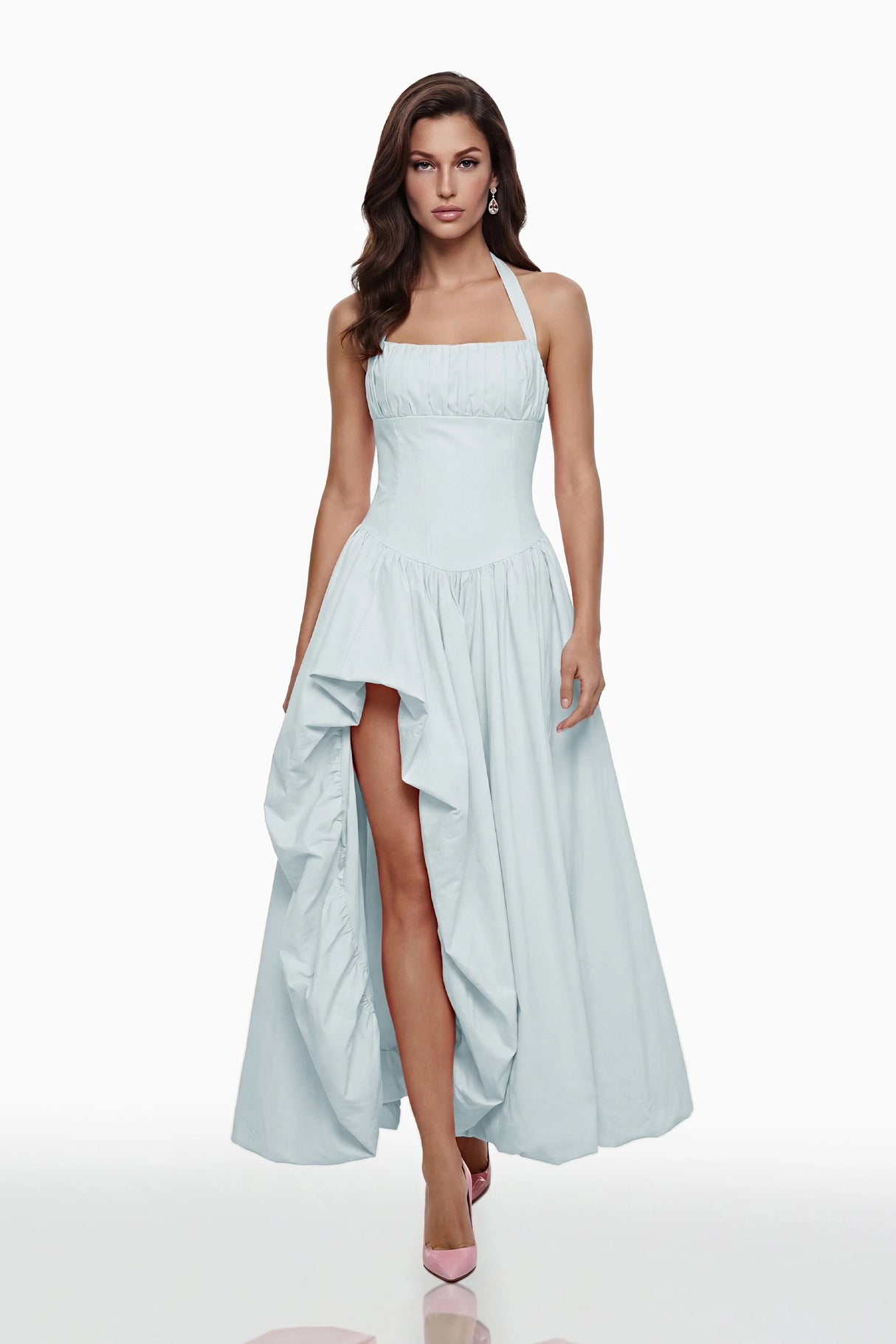Caiya Blue Sleeveless Maxi Dress with Slit