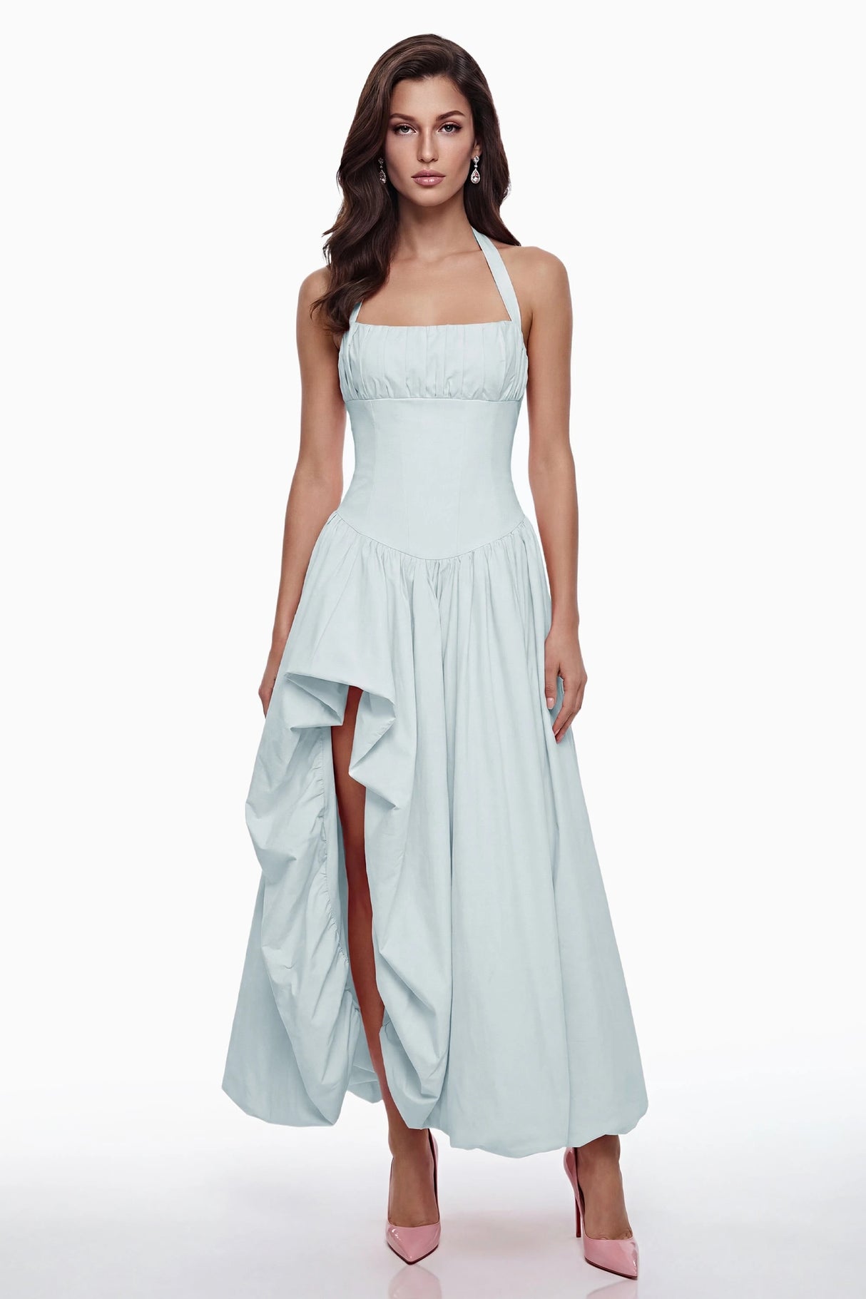 Caiya Blue Sleeveless Maxi Dress with Slit