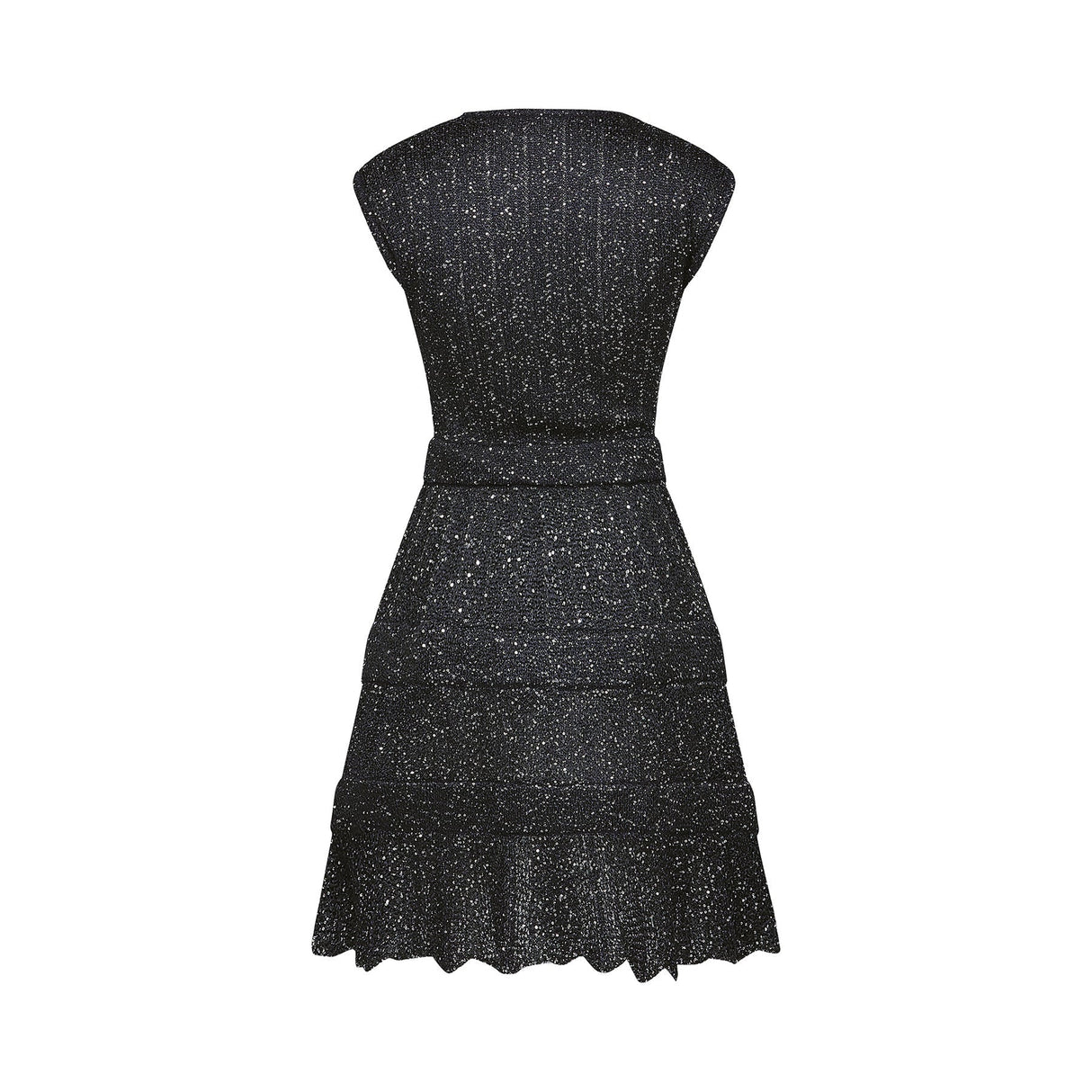 Callie Mini Dress - Sleeveless - Tiered Skirt - Sequin Details - Knitted Construction