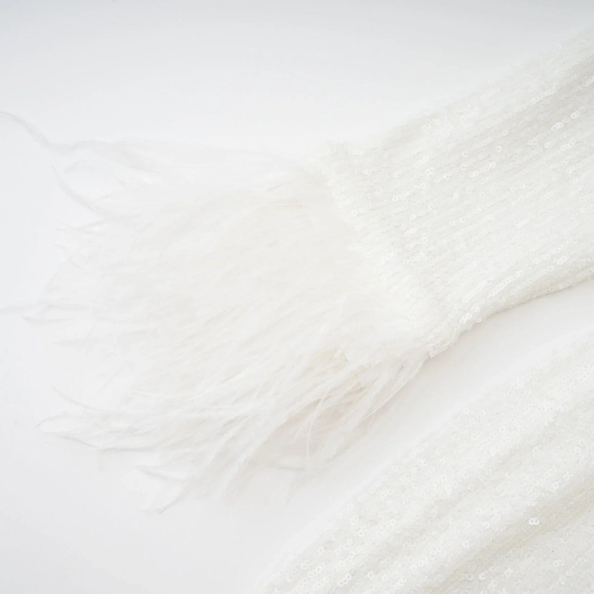 Callie Round Neck Mini Dress – Feather Cuffs – Sequin Embellished – Long Sleeves – Tailored Fit