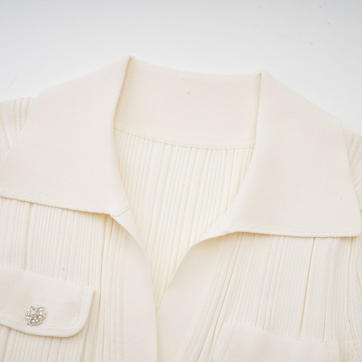 Camila Midi Dress - Ribbed Knit - Lapels and Pockets - Mermaid Hem Design