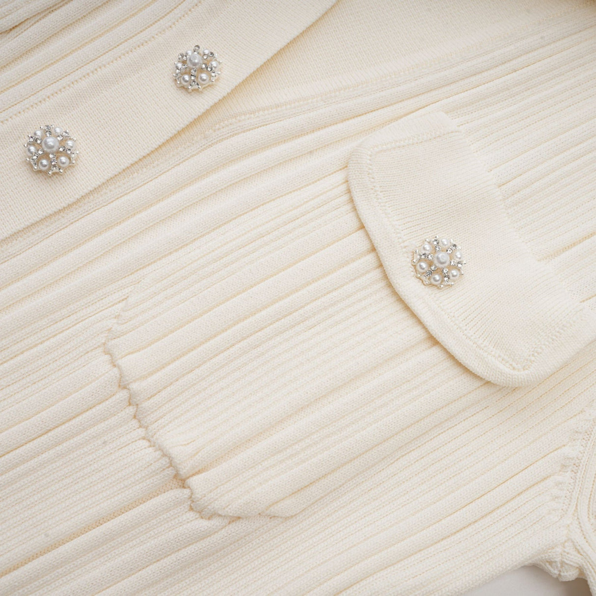 Camila Midi Dress - Ribbed Knit - Lapels and Pockets - Mermaid Hem Design