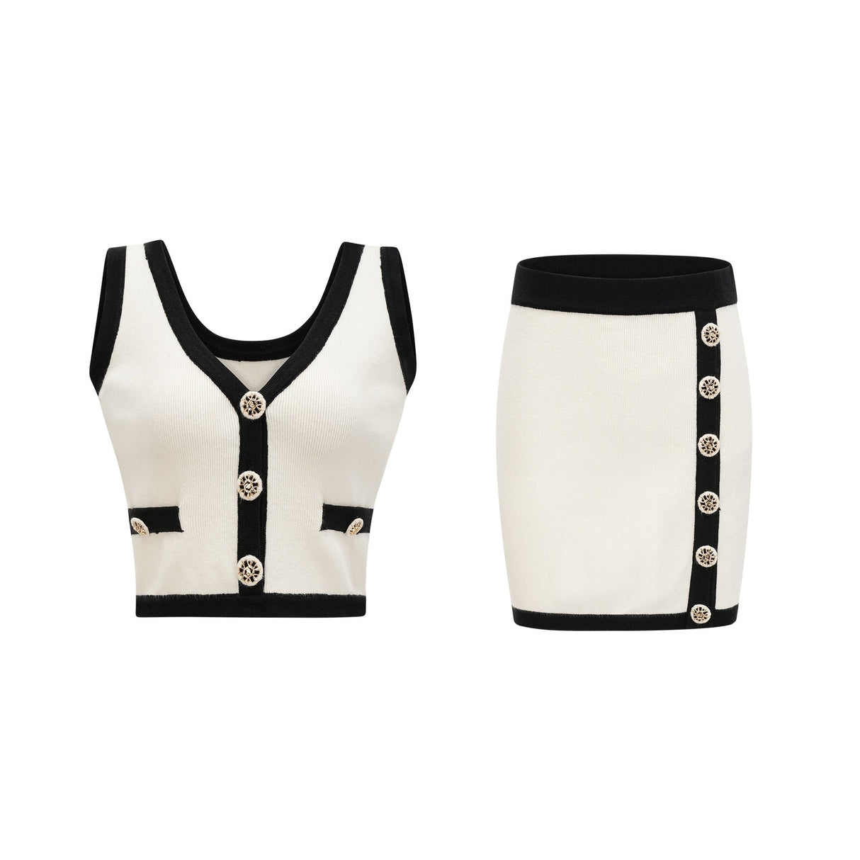 Camila Stretch - Jersey Knitted Cropped Top and Skirt Set