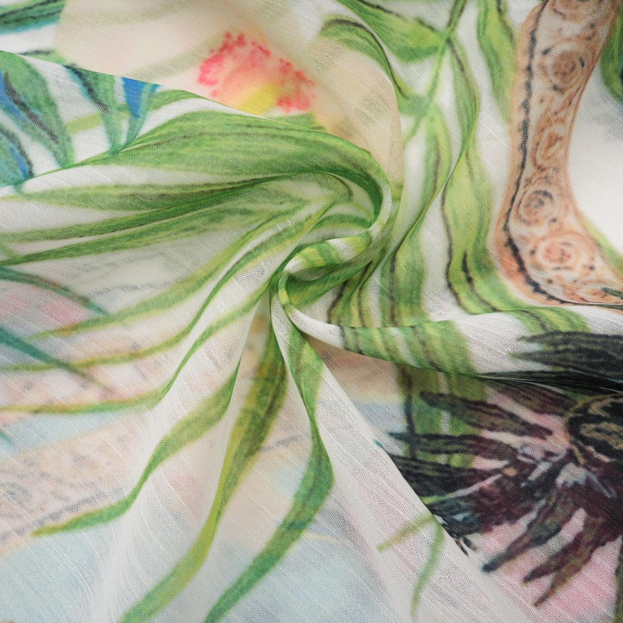 Camilla Midi Dress - Long Sleeves - Deep V - Neckline - All - over Graphic - Crystal Embellishment