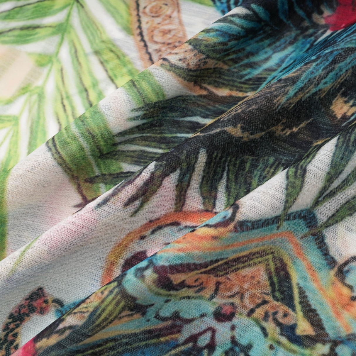 Camilla Midi Dress - Long Sleeves - Deep V - Neckline - All - over Graphic - Crystal Embellishment