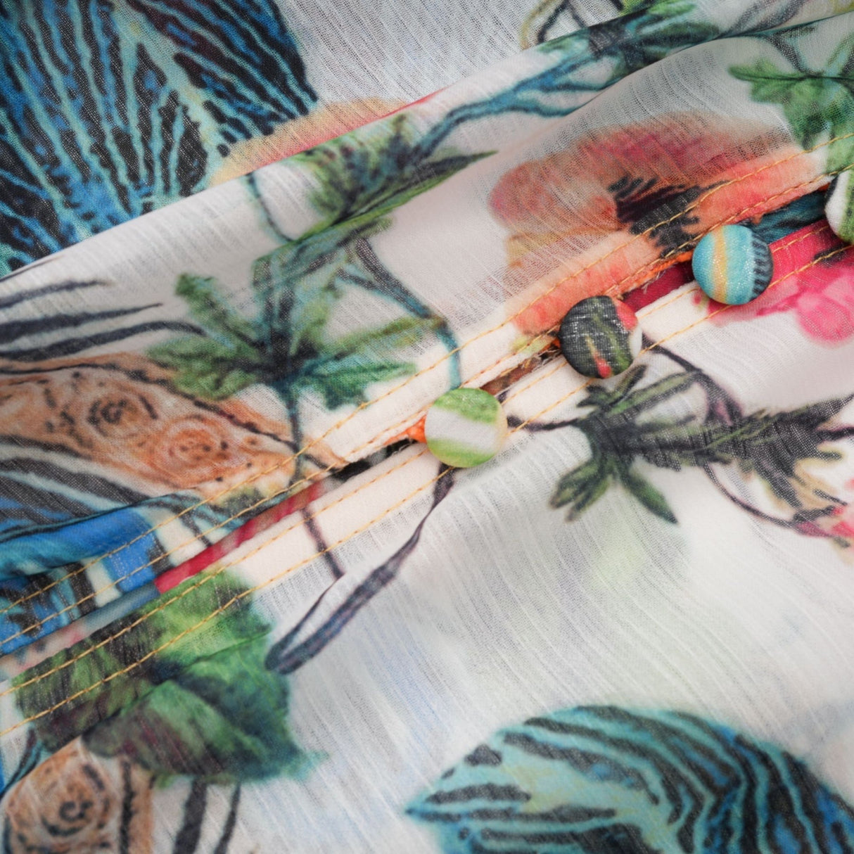 Camilla Midi Dress - Long Sleeves - Deep V - Neckline - All - over Graphic - Crystal Embellishment