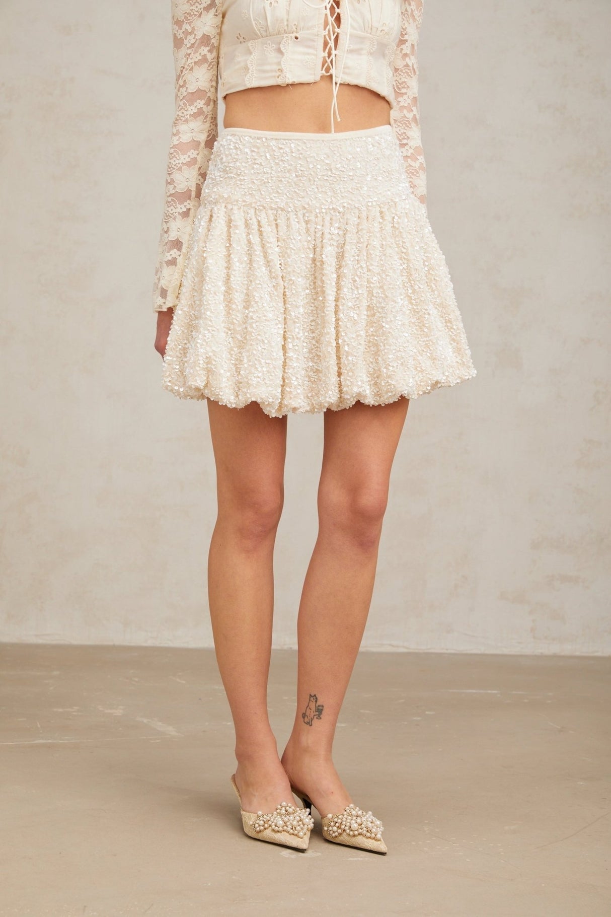 Camilla Mini Dress - High Rise Design - Sequin Embellishment - Pleated Detailing - Internal Shorts
