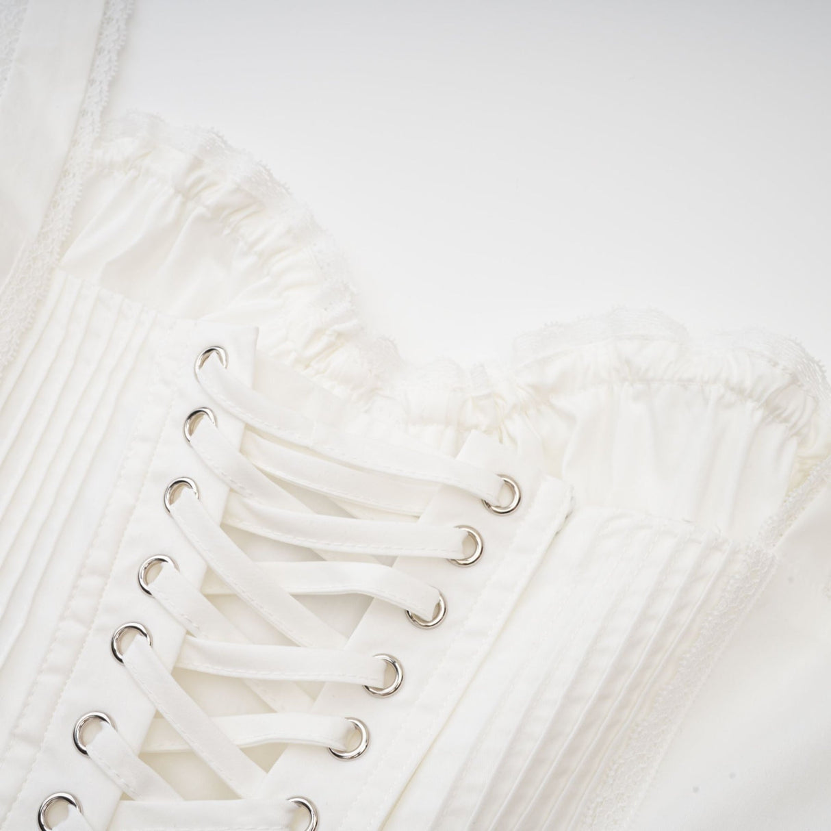 Camille Mini Dress - Bustier Silhouette - Corset - Style Front Tie - Multi - Layered Skirt - Back Zipper - Adjustable Tie Ribbon