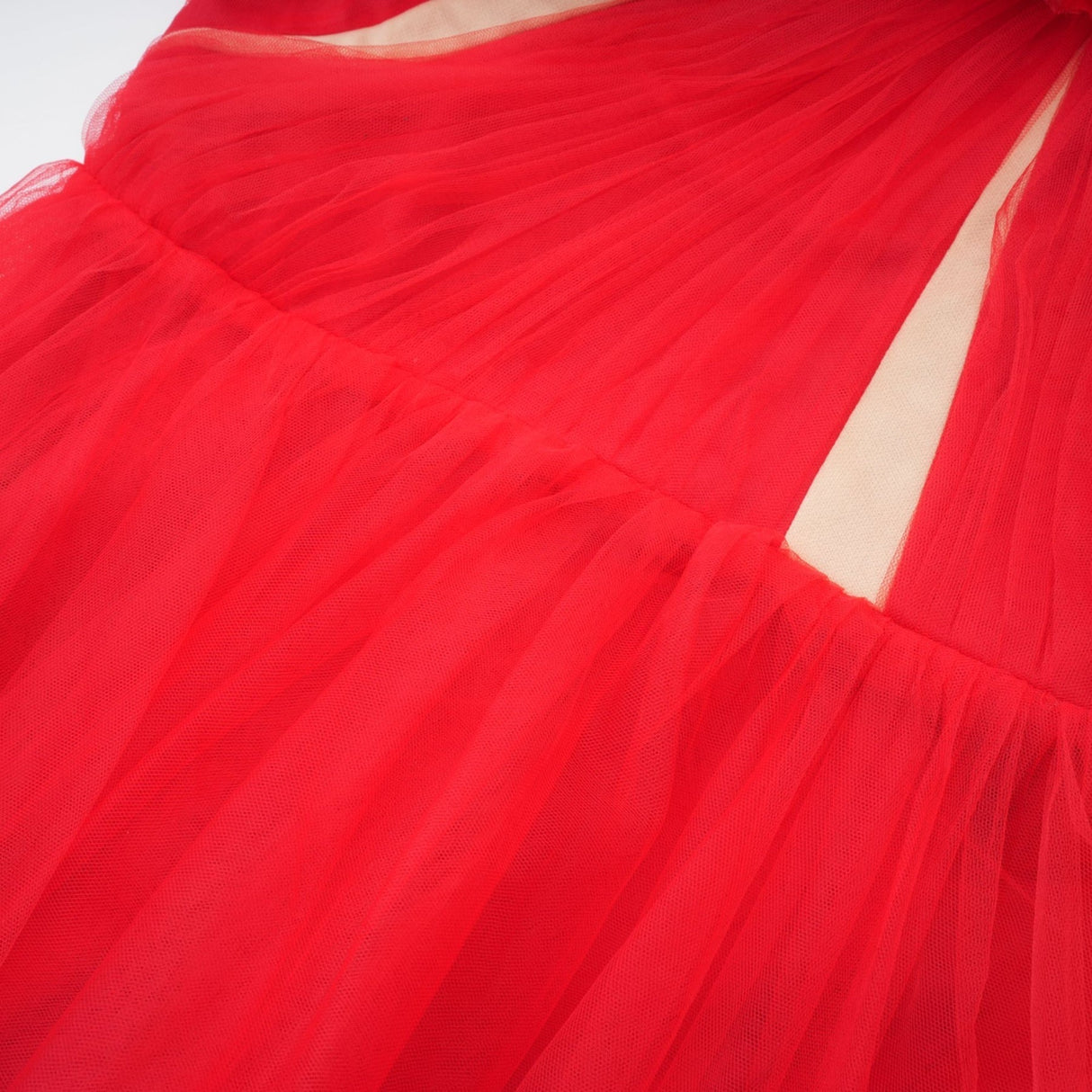 Carla Midi Dress - Mono Shoulder - Tulle Panels - Gathered Detailing - Faux Flower Detailing - Rear Zip Fastening