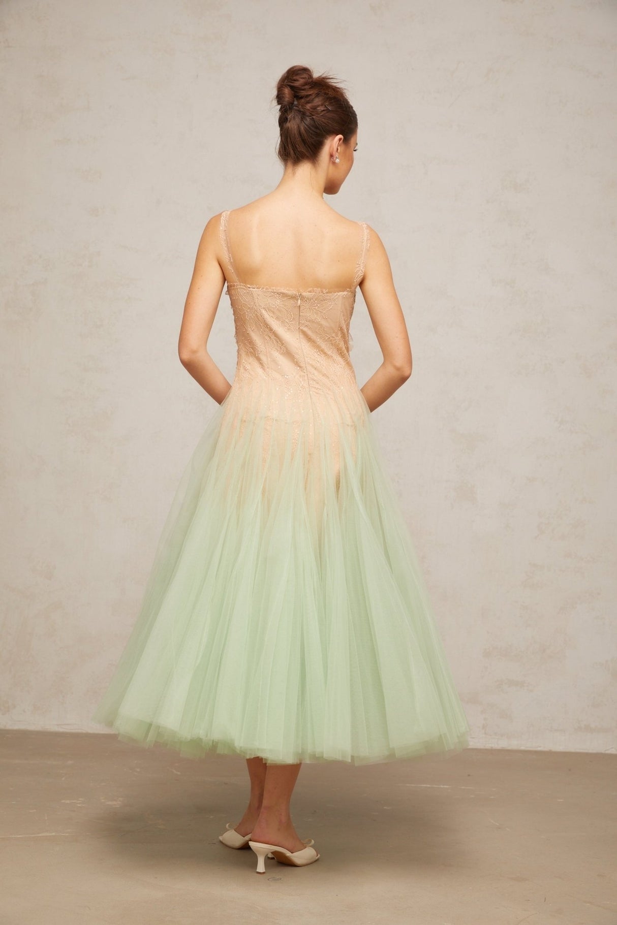 Carla Midi Dress – Sleeveless – Floral - lace panelling – Gradient effect