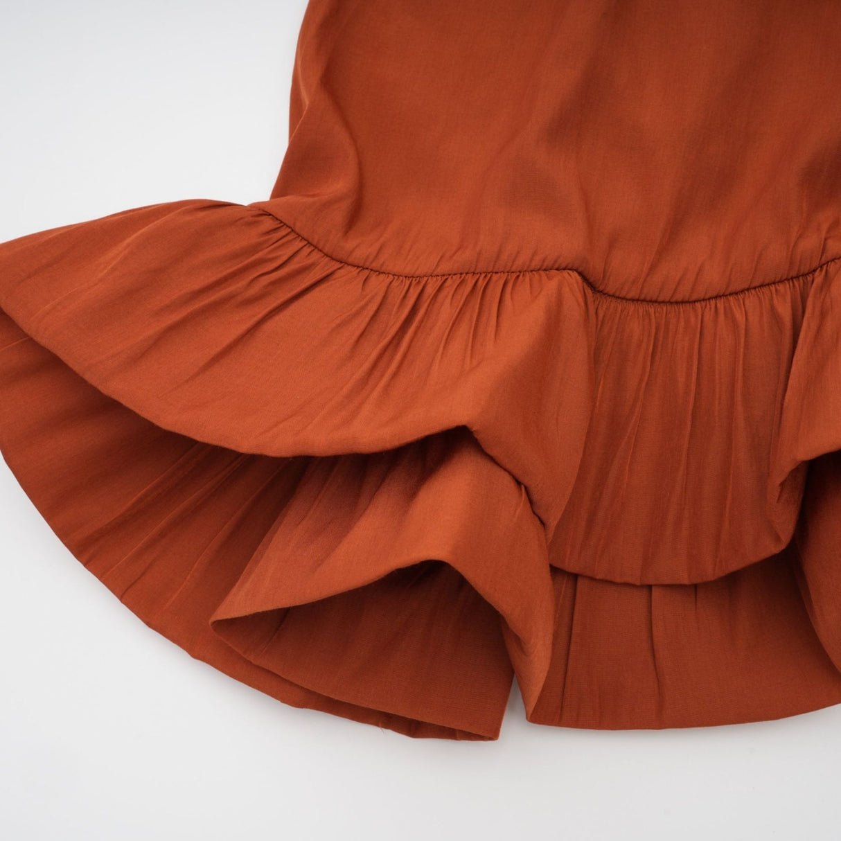 Carmelina Midi Dress - Frilled self - tie neck - Short sleeves - Shift style - Asymmetric hem