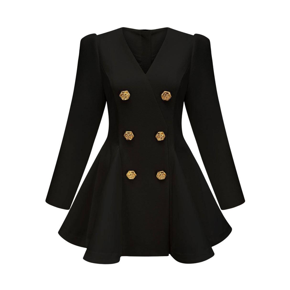 Carmina Blazer - V - Neck - Long Sleeves - Tone Buttons - A - Line