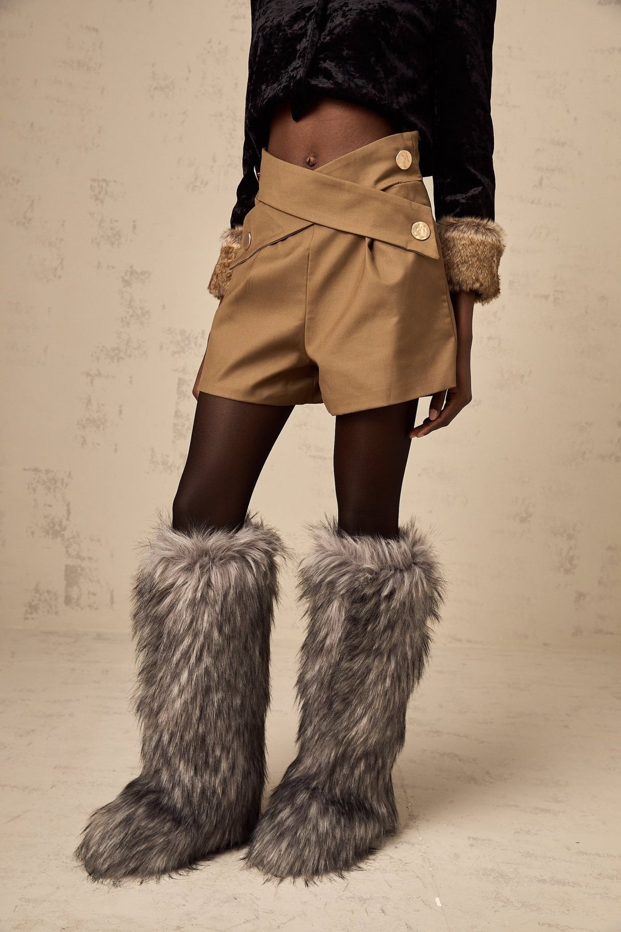 Carmina Shorts - Crossover Design - tone Buttons - Faux Welt Pockets - Zip Fastening