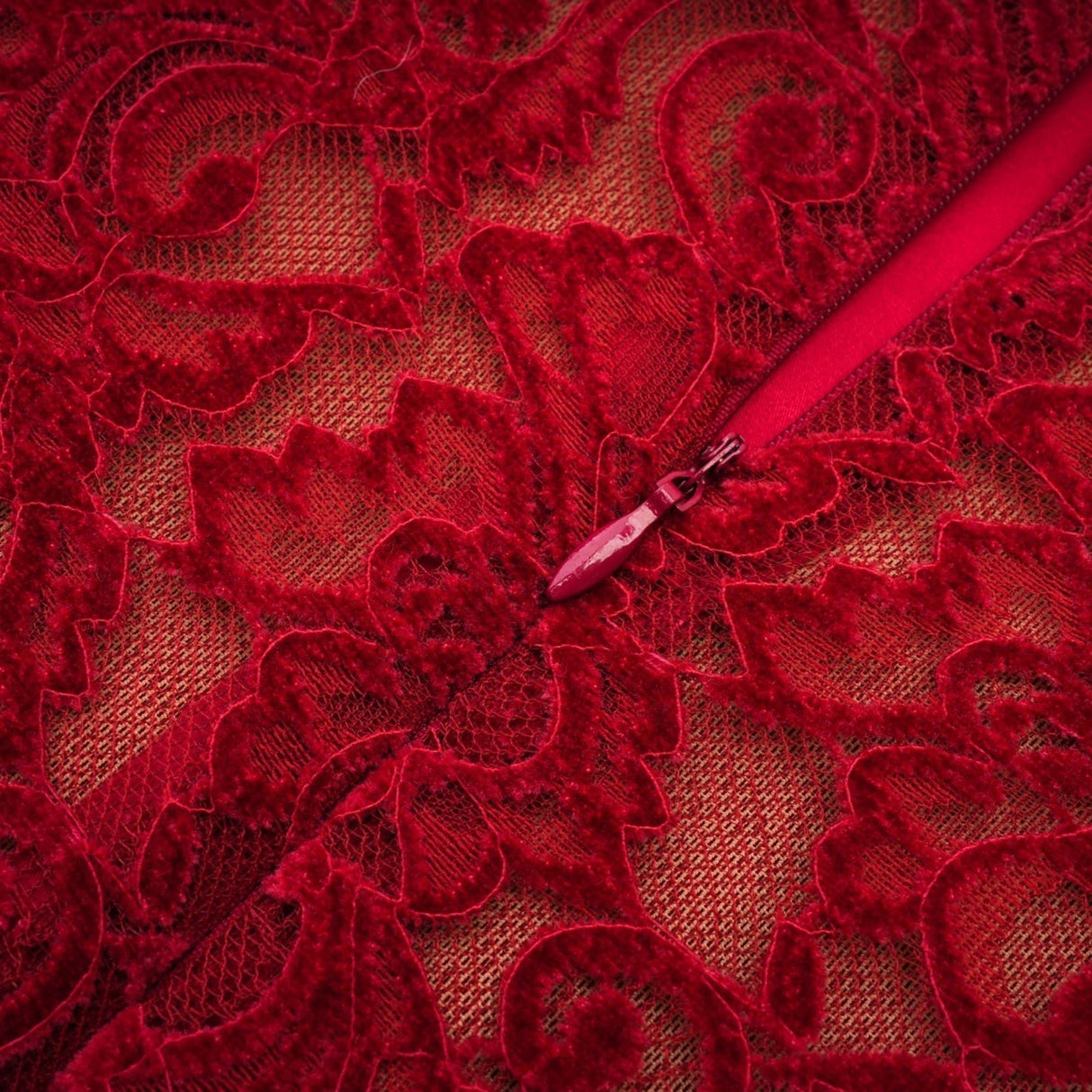 Casemiro Lace Midi Dress - Off - Shoulder - Diamond Accent - Gloves Included - Side Slit