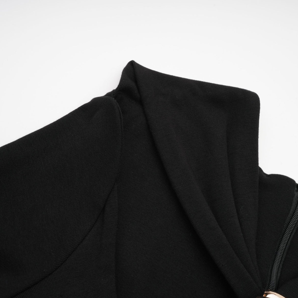 Cassidy Cut - Out Long Sleeve Top – Stretch Jersey – Gathered Detail – Gold - Tone Hardware – Zip Back