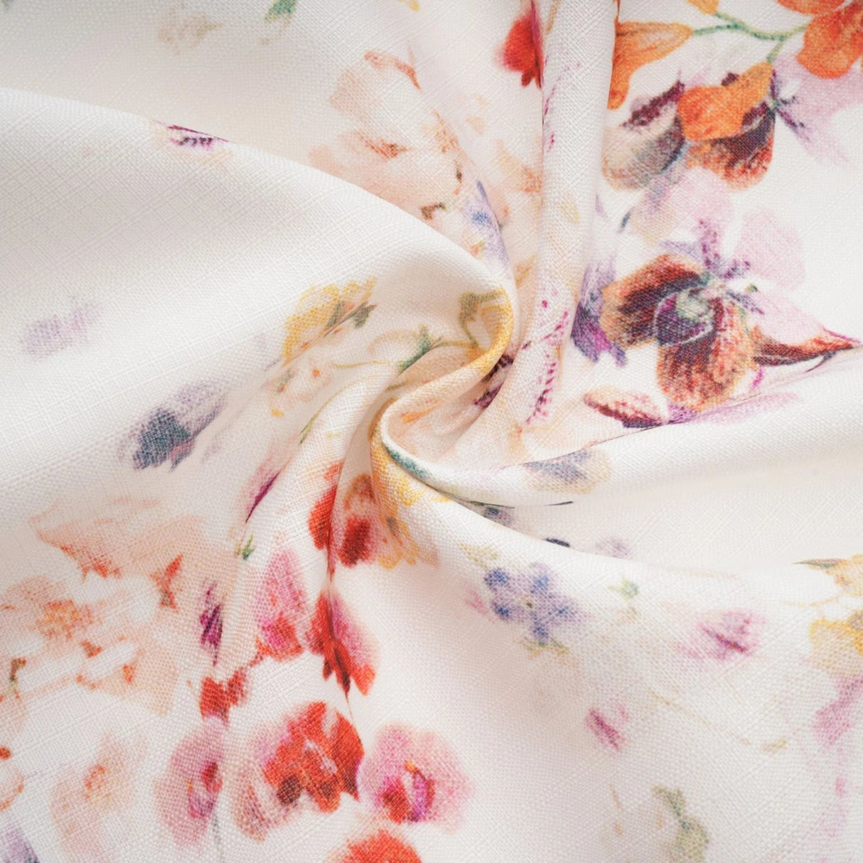 Caterinella Mini Dress White Floral Print Elastic Cuffs & Flared Skirt