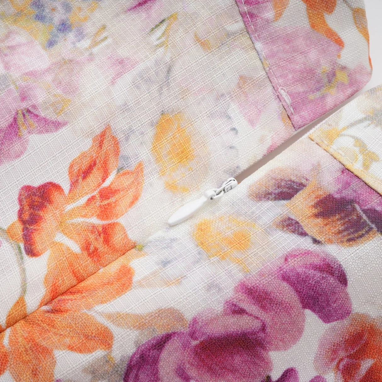 Caterinella Mini Dress White Floral Print Elastic Cuffs & Flared Skirt