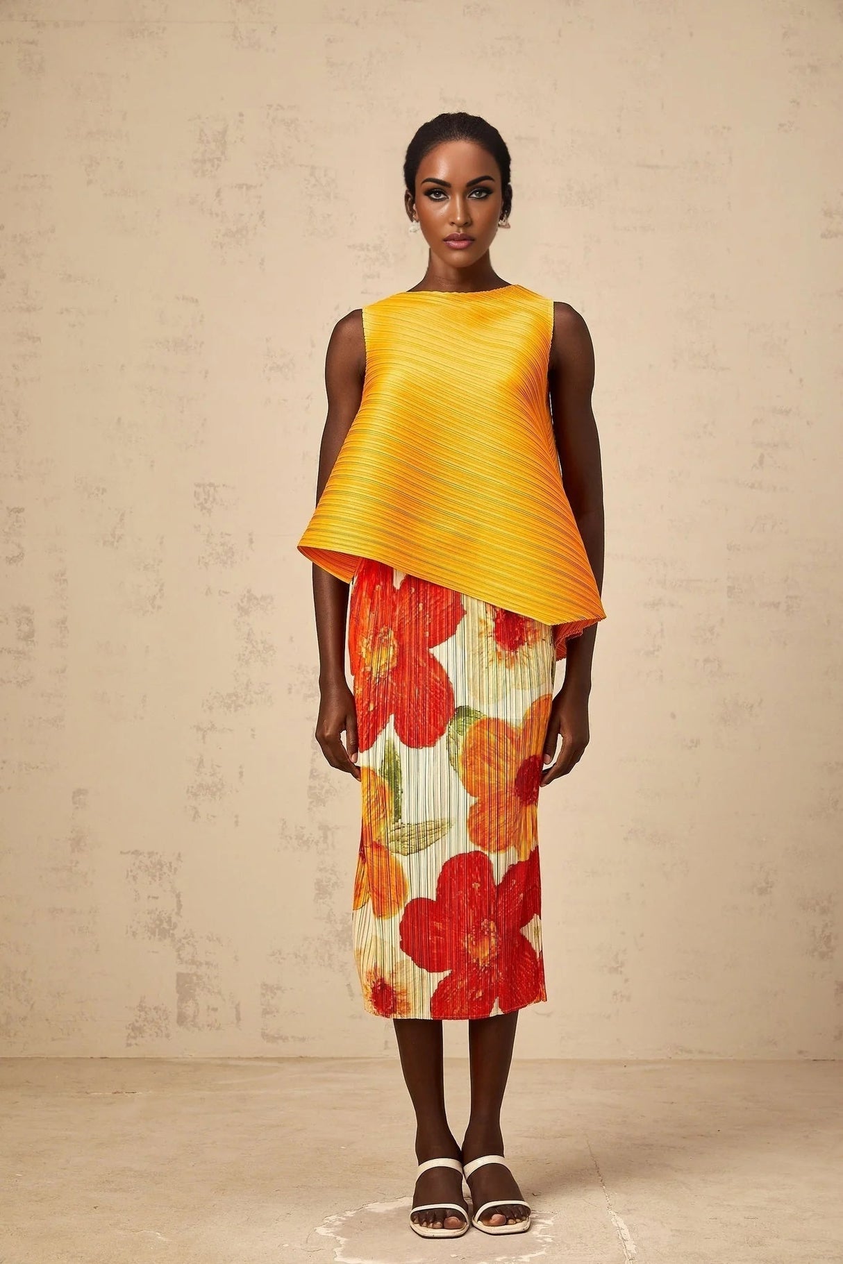 Catherine Top & Skirt Set Amber - Orange Floral Print