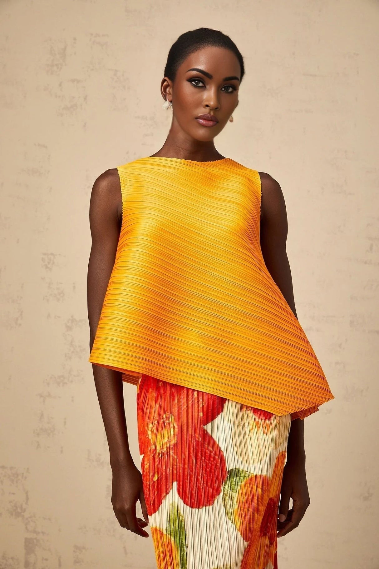 Catherine Top & Skirt Set Amber - Orange Floral Print